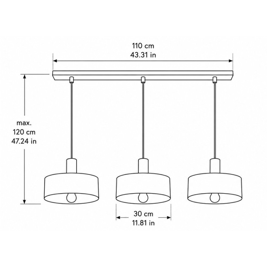 Suspension à câble HAKI 3xE27/60W/230V dorée/noire