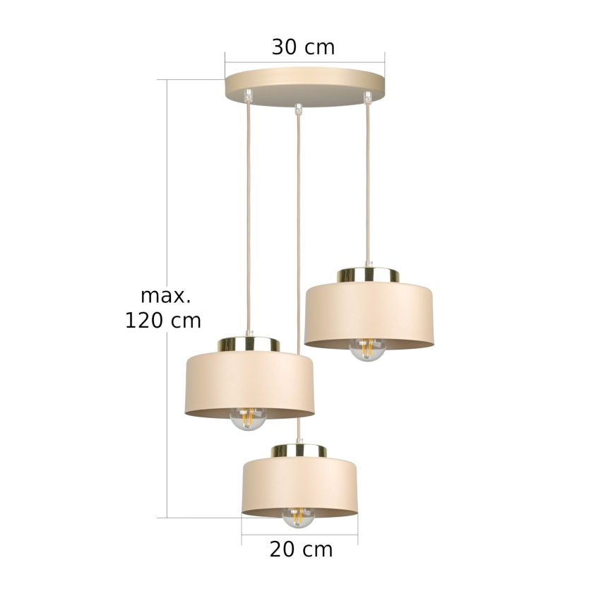 Suspension à câble IGNIA 3xE27/60W/230V taupe