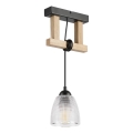 Suspension à câble LEANDRA 1xE27/15W/230V chêne/noir