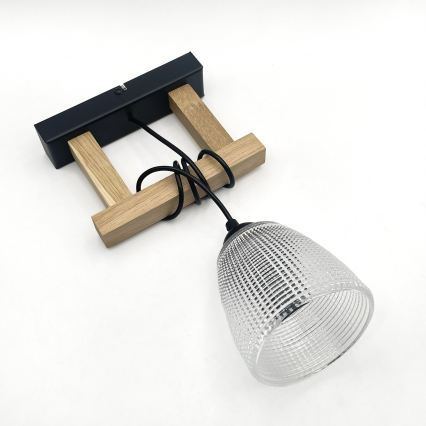 Suspension à câble LEANDRA 1xE27/15W/230V chêne/noir