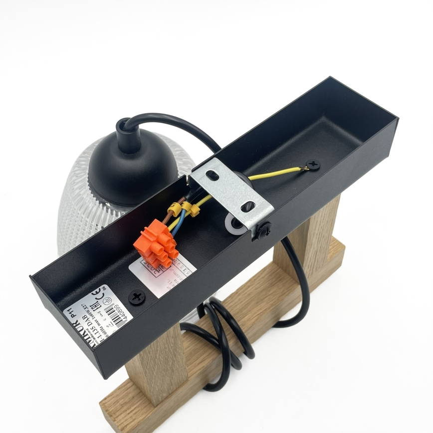 Suspension à câble LEANDRA 1xE27/15W/230V chêne/noir