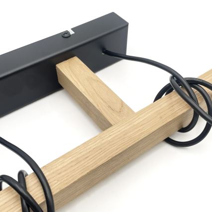 Suspension à câble LEANDRA 3x E27/15 W/230 V chêne/noir