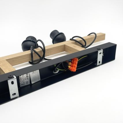 Suspension à câble LEANDRA 3x E27/15 W/230 V chêne/noir