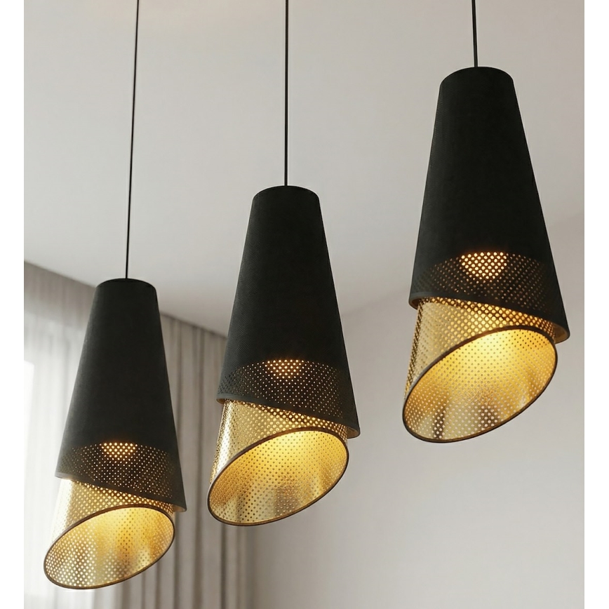 Suspension à câble MODA 3xE27/15W/230V noir/doré