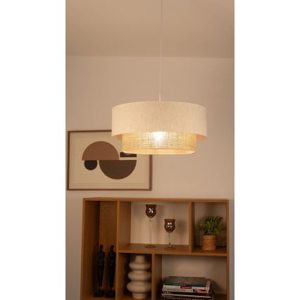 Suspension à câble NATIA 1xE27/60W/230V Ø 45 cm blanc/marron