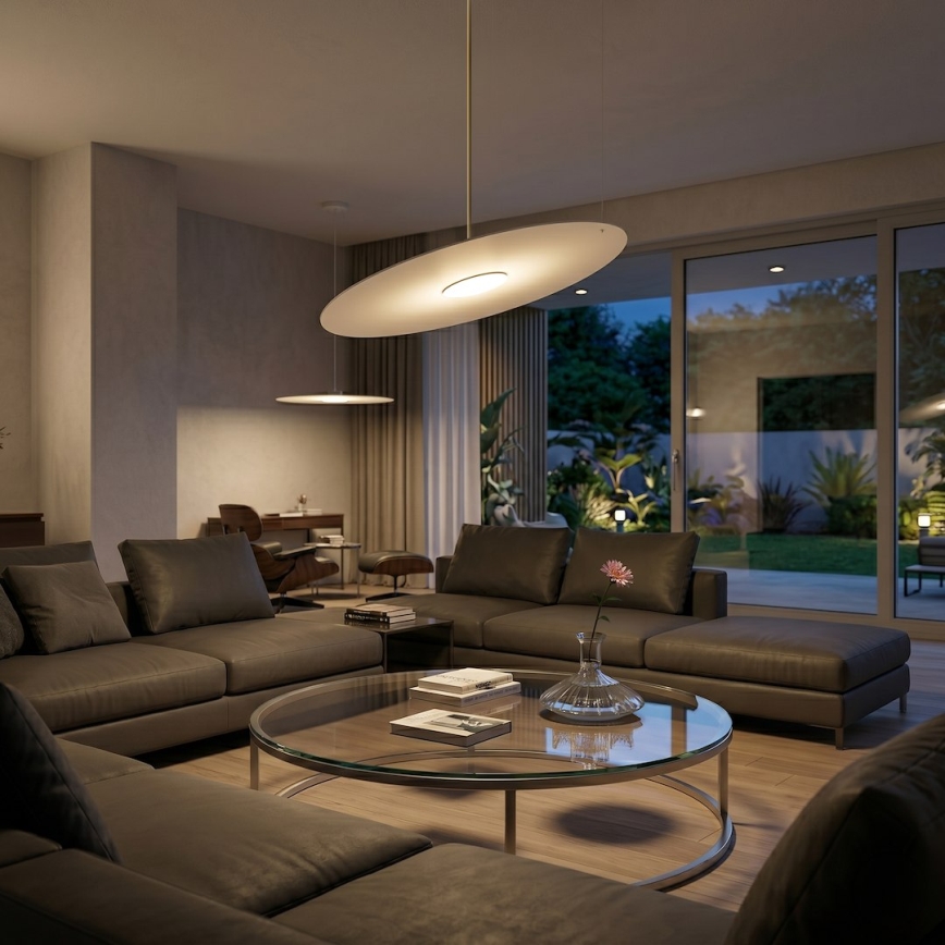 Suspension à câble PIATTO 1 x culot GX53/15W/230V, diam. 55 cm, beige