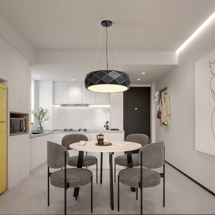 Suspension à câble REUS 3xE27/40W/230V Ø 47 cm noire