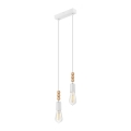 Suspension à câble SIMON 2xE27/60W/230V blanc/hêtre