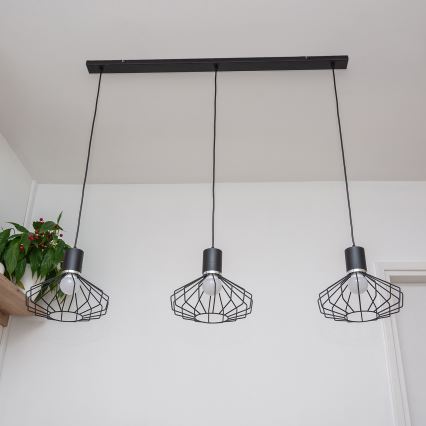 Suspension à câble SOLANO 3xE27/15W/230V noir/chrome brillant