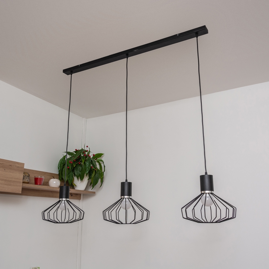 Suspension à câble SOLANO 3xE27/15W/230V noir/chrome brillant