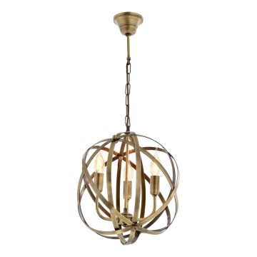 Suspension à chaîne IRONBALL 3xE27/40W/230V dorée