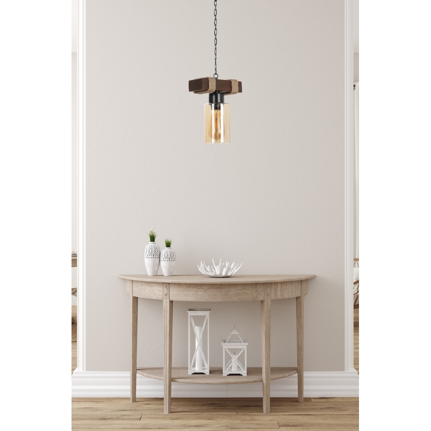 Suspension à chaîne JASMIN 1xE27/40W/230V marron/beige