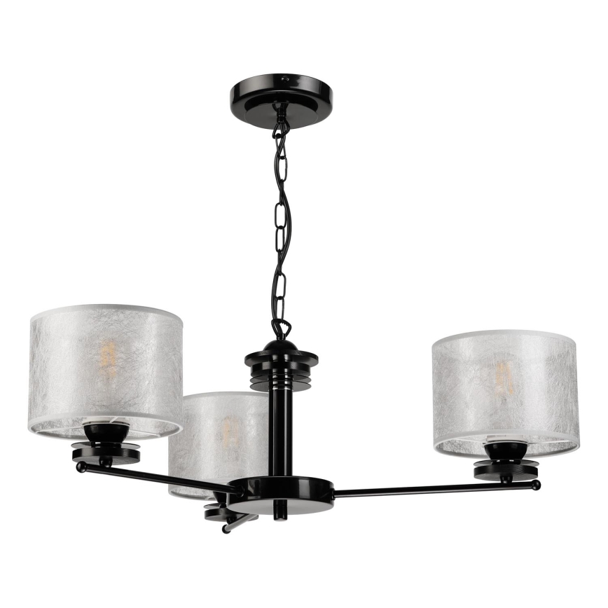 Suspension à chaîne ROSA 3xE27/60W/230V noir/gris