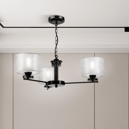 Suspension à chaîne ROSA 3xE27/60W/230V noir/gris