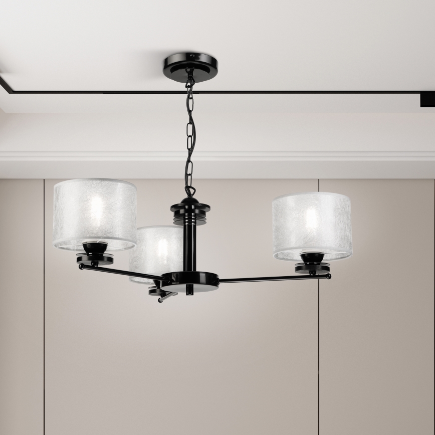 Suspension à chaîne ROSA 3xE27/60W/230V noir/gris
