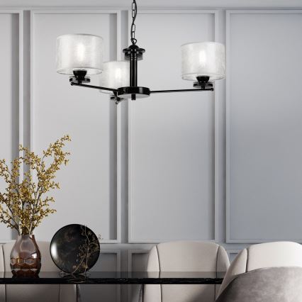 Suspension à chaîne ROSA 3xE27/60W/230V noir/gris