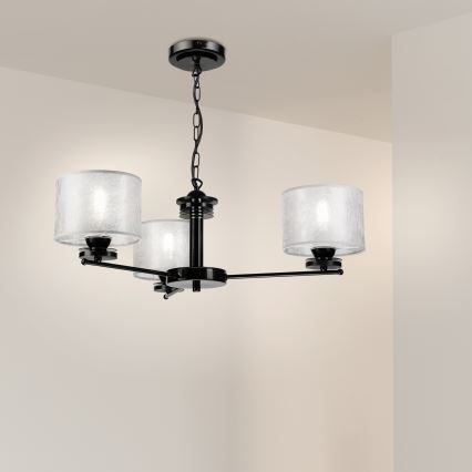 Suspension à chaîne ROSA 3xE27/60W/230V noir/gris