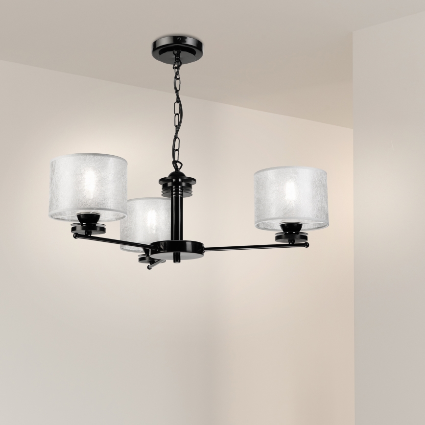 Suspension à chaîne ROSA 3xE27/60W/230V noir/gris