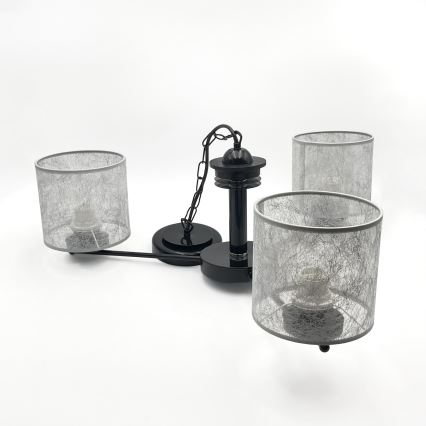 Suspension à chaîne ROSA 3xE27/60W/230V noir/gris
