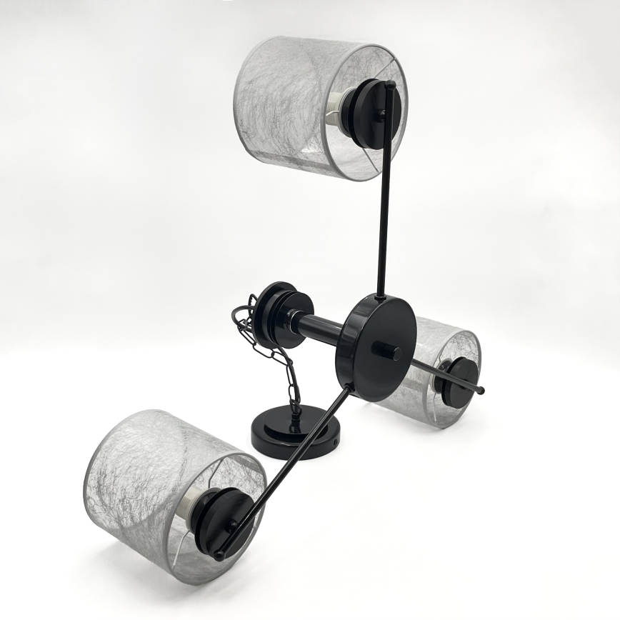 Suspension à chaîne ROSA 3xE27/60W/230V noir/gris