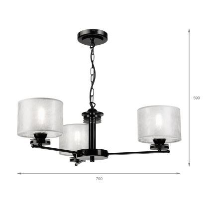 Suspension à chaîne ROSA 3xE27/60W/230V noir/gris