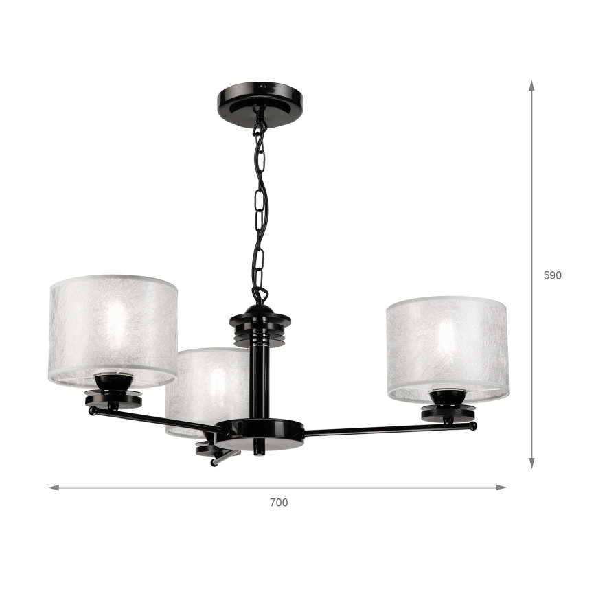 Suspension à chaîne ROSA 3xE27/60W/230V noir/gris