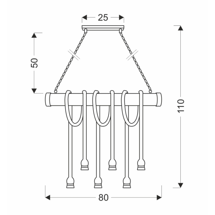 Suspension à chaîne VINT 6xE27/40W/230V en bambou