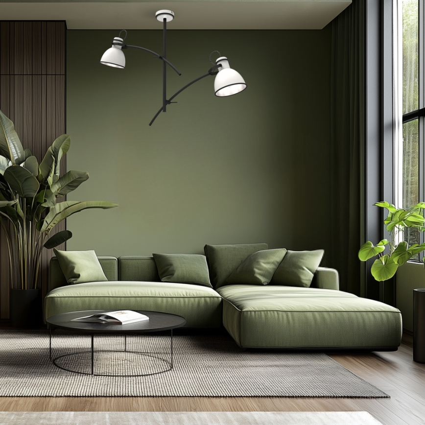 Suspension à tige ZUMBA 2xE27/60W/230V blanc/noir