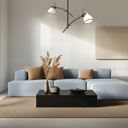 Suspension à tige ZUMBA 2xE27/60W/230V blanc/noir