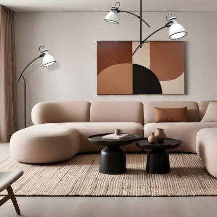 Suspension à tige ZUMBA 2xE27/60W/230V blanc/noir