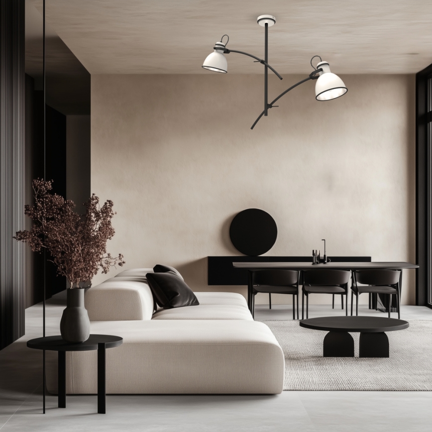 Suspension à tige ZUMBA 2xE27/60W/230V blanc/noir