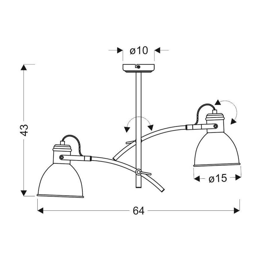 Suspension à tige ZUMBA 2xE27/60W/230V blanc/noir