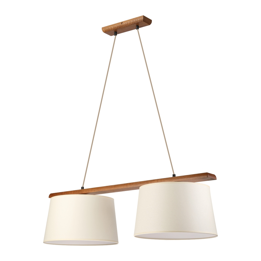 Suspension AIDA sur câble 2xE27/15W/230V Ø 35 cm chêne/crème