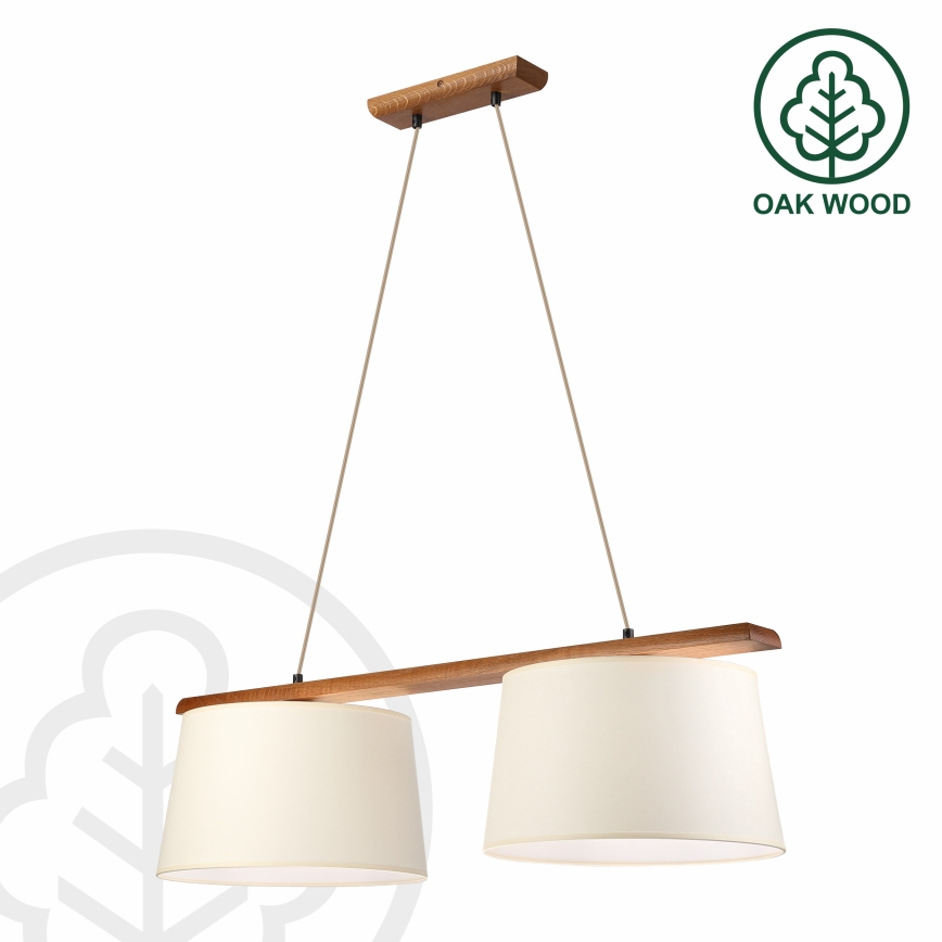 Suspension AIDA sur câble 2xE27/15W/230V Ø 35 cm chêne/crème