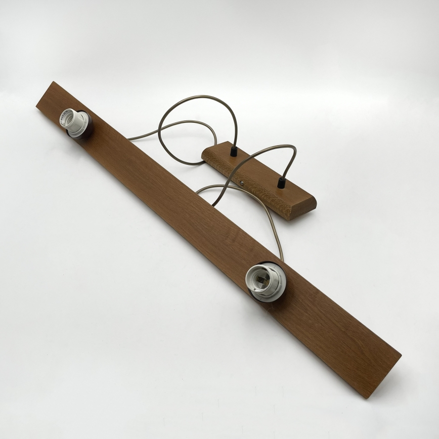 Suspension AIDA sur câble 2xE27/15W/230V Ø 35 cm chêne/raffia