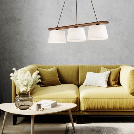 Suspension AIDA sur câble, 3x E27/60W/230V, Ø 25 cm, chêne/noyer