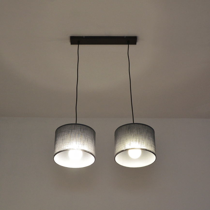 Suspension ALBA sur câble 2xE27/15W/230V gris