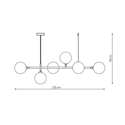 Suspension ALISA sur câble 6xE14/40W/230V noire