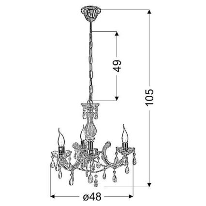 Suspension avec chaîne MARIA TERESA 3xE14/40W/230V