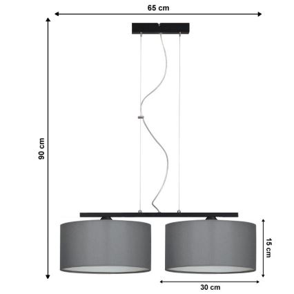 Suspension avec fil ASTRA 2xE27/60W/230V gris