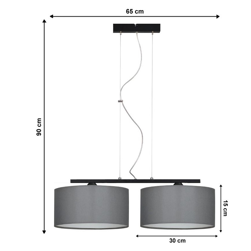 Suspension avec fil ASTRA 2xE27/60W/230V gris