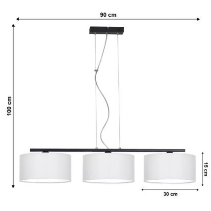 Suspension avec fil ASTRA 3xE27/60W/230V blanc