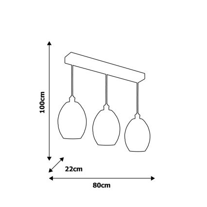 Suspension avec fil BELIZE 3xE27/60W/230V