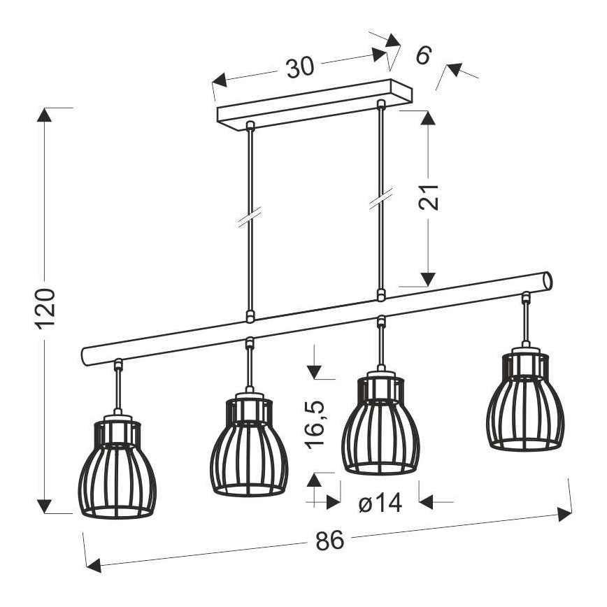 Suspension avec fil BERNITA 4xE27/60W/230V