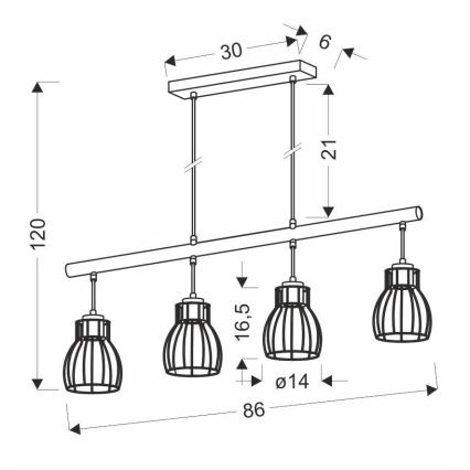 Suspension avec fil BERNITA 4xE27/60W/230V