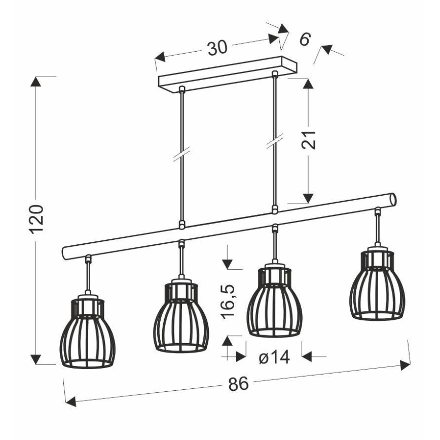 Suspension avec fil BERNITA 4xE27/60W/230V