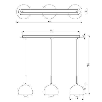 Suspension avec fil COOL 3xE27/60W/230V