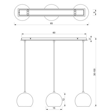 Suspension avec fil COOL 3xE27/60W