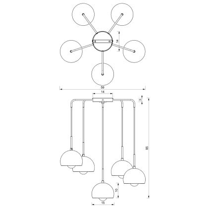 Suspension avec fil COOL 5xE27/60W/230V