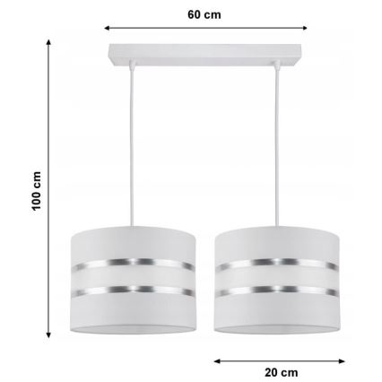 Suspension avec fil CORAL 2xE27/60W/230V blanc